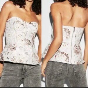 Express strapless Jacquard peplum Bustier Top